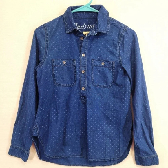Madewell Polka Dot Denim Top size XS - Picture 1 of 10